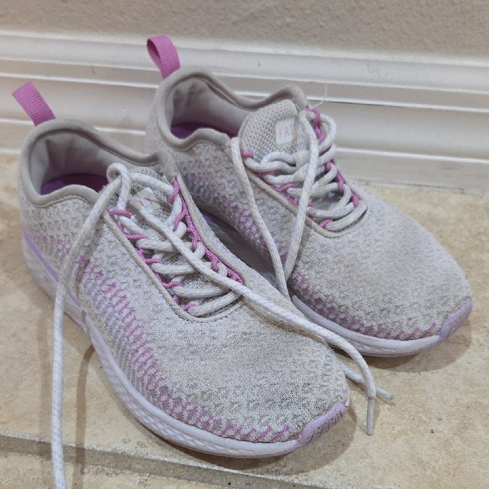 Girls' Size 3 White/Pink/Purple Athletic Sneakers-Freefly